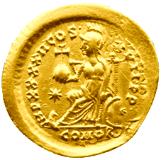 Solidus des Kaisers Theodosius II. (408-450 n. Chr.)