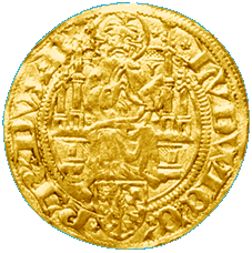 Vorderseite eines Goldguldens in der Kurpfalz von Ludwig III. (1410-1436)