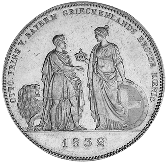 Geschichtstaler 1832 auf die Krönung des Prinzen Otto zumKönig von Griechenland