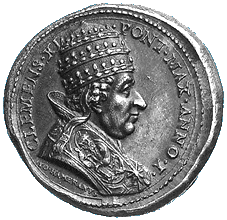 Als Dekadrachme antikisierte Medaille auf Papst Clemens XI.(1700-1721)