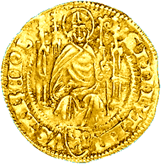 Vorderseite des rheinischen Guldens von Adolf von Nassau 