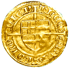 Rückseite des rheinischen Guldens von Dietrich II. von Moers