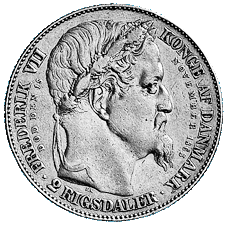 Dänemark, 2 Rigsdaler 1863 auf den Thronwechsel