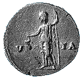 Rückseite eines Denars des Vespasianus aus dem römischen Münzwesen
