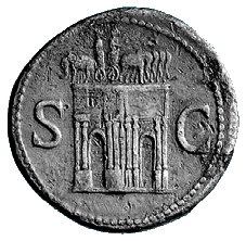 Rückseite eines Sesterzes des Domitian aus dem römischen Münzwesen