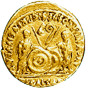 Rückseite eines Aureus aus dem römischen Münzwesen zur Zeit von Augustus