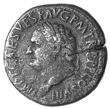 Deutlicher Schrötlingsriß bei einem Sesterz des Titus (79-81n. Chr.)