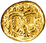 Solidus des Kaisers Heraclius (610-641 n. Chr.) auf dickem Schrötling