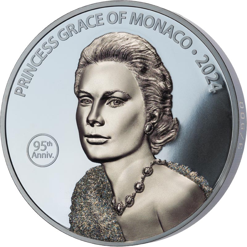 Grace Kelly Münze Das Bild zeigt die 10 Dollars Barbados 95. Geburtstag Grace Kelly 2024