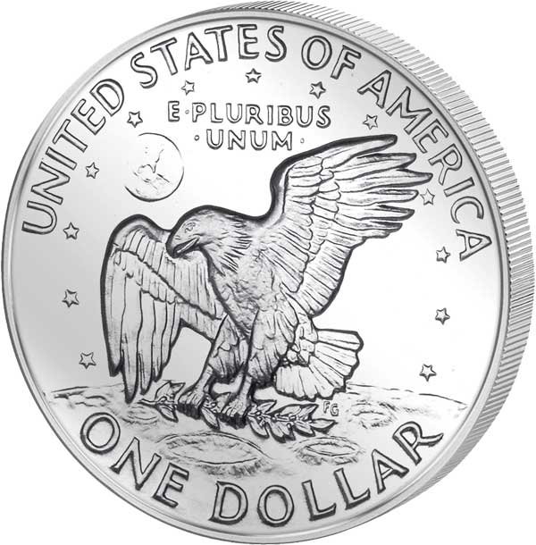 Vorderseite des Eisenhower-Dollars von 1971 mit dem Kopfbild des Präsidenten